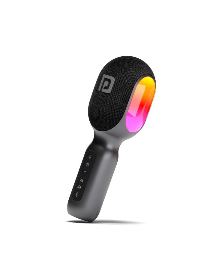 بورترونيكس Portronics Dash 2, 2400-2480 MHz Wireless Bluetooth Karaoke Mic with 10W Speaker,Upto 10 Hour Playtime, Dynamic RGB Lights, Music Recording, Duet Singing, Mini Karaoke Machine for Car Travel - Image 1